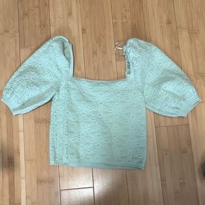 Zara pale green puff sleeve top